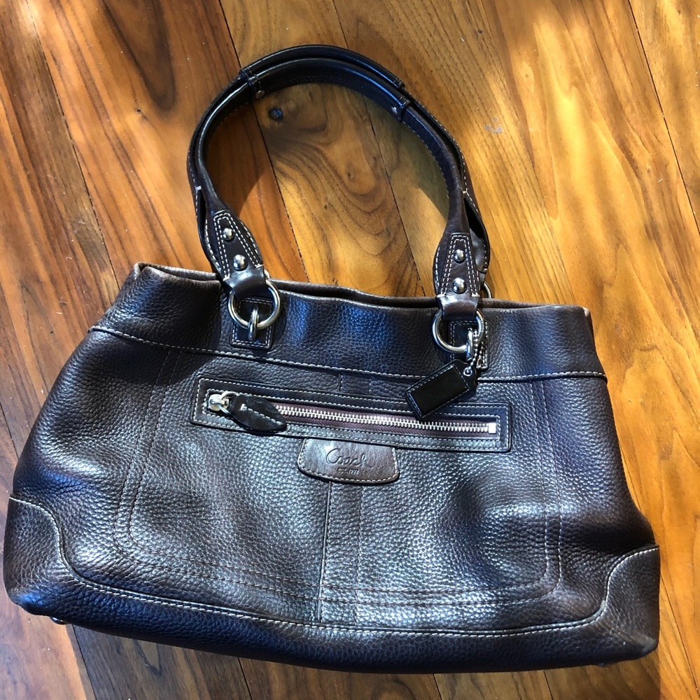 Coach Penelope Pebbled leather tote rich brown